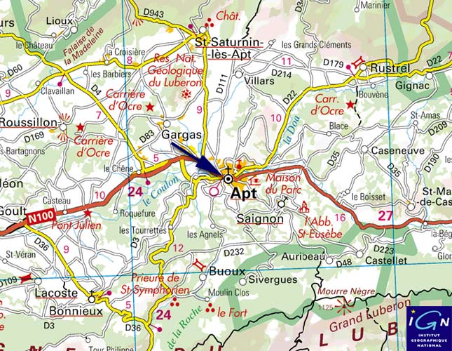 Carte Apt en Provence, Luberon