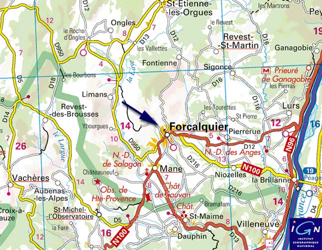 Carte:plan d'accès à Forcalquier