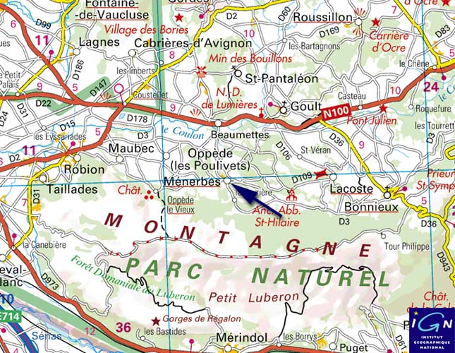Carte: Plan d'accès à Ménerbes
